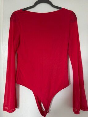 REORIA Red Mesh Bodysuit